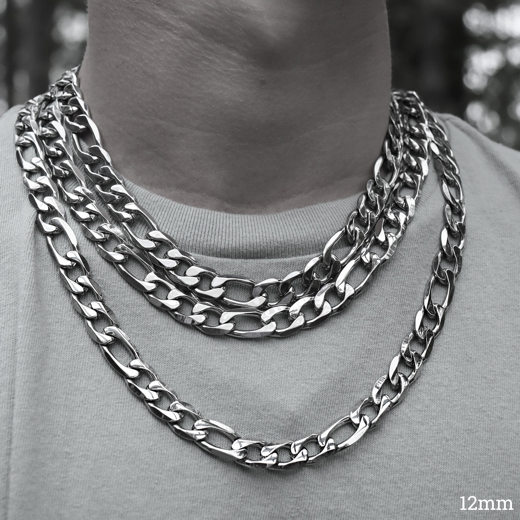 Stainless Steel Figaro Chain Necklace