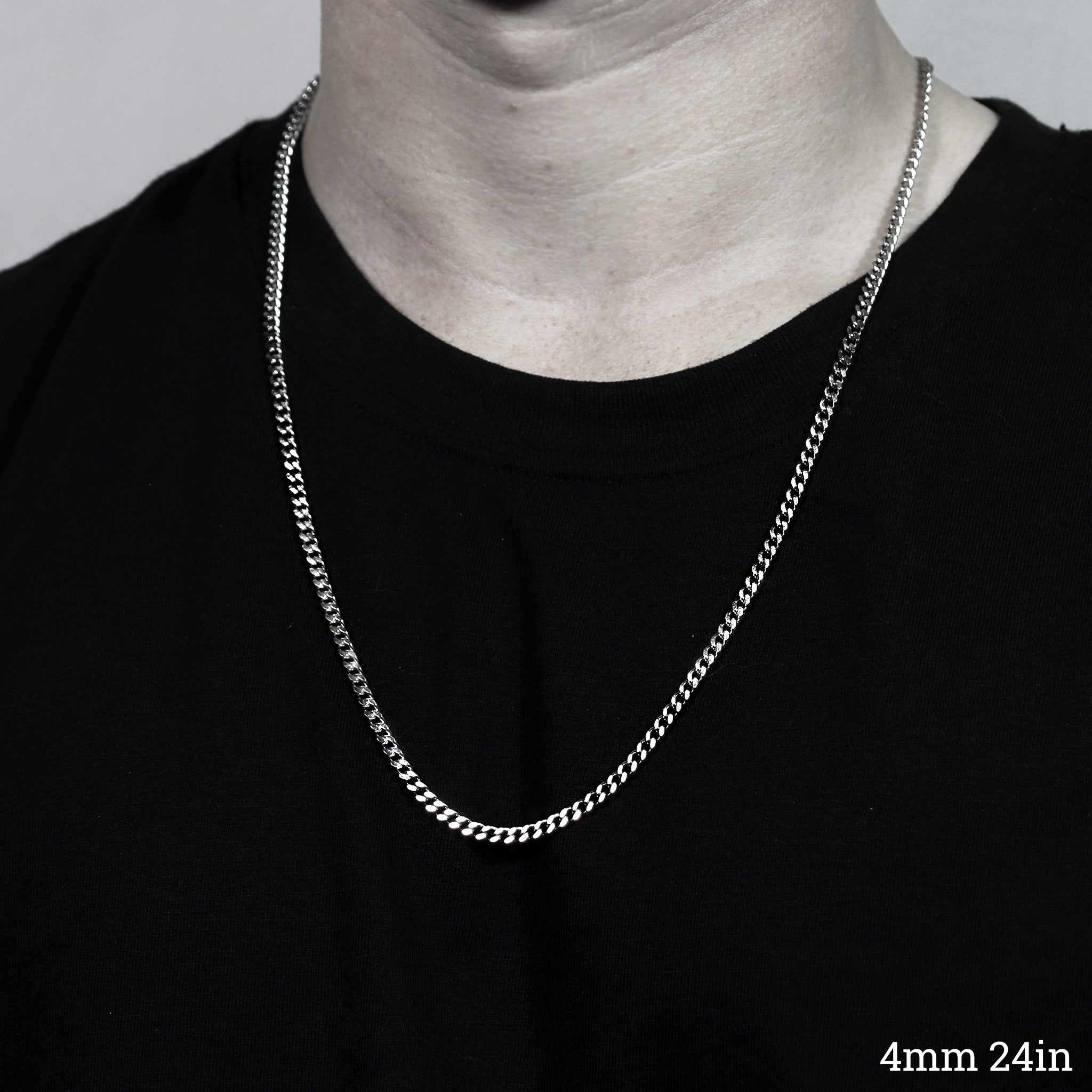 Stainless Steel Diamond Cut Curb Chain Necklace