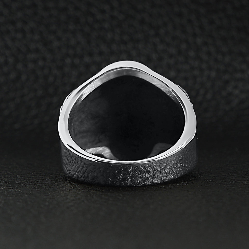 Stainless Steel Cracked Triple Skull Ring