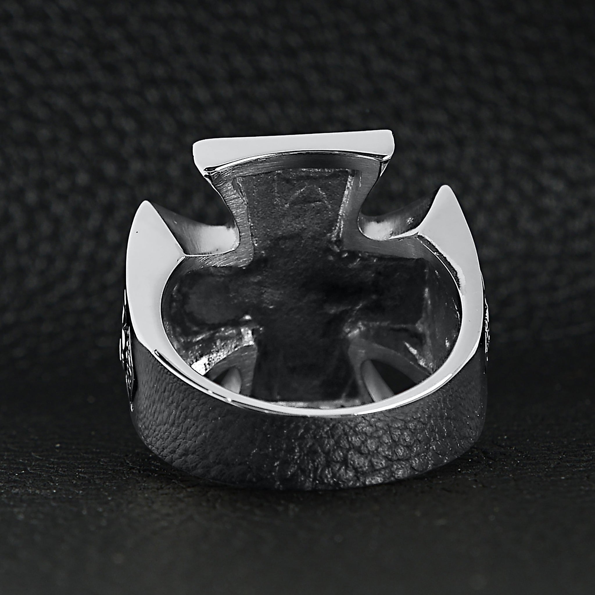 Stainless Steel "13" Skull Maltese Cross Signet Ring