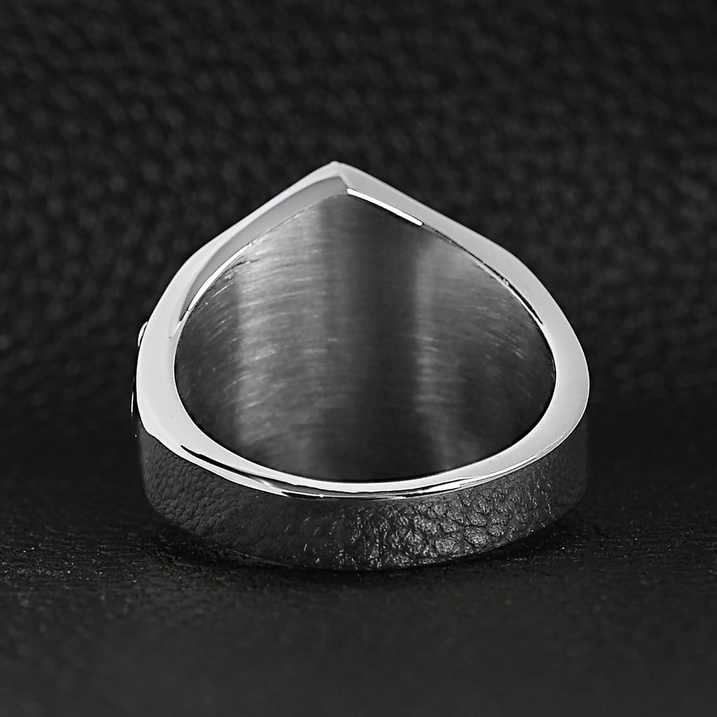 Stainless Steel "1%er" With Skull Accents Signet Ring