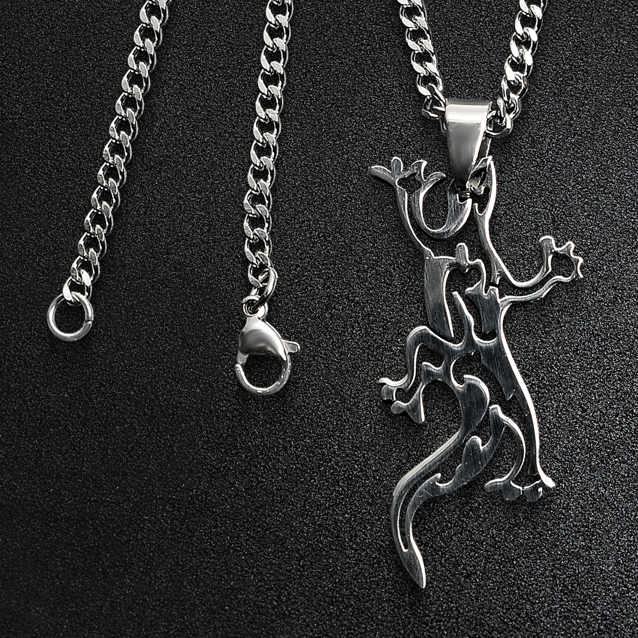 Stainless Steel Tribal Lizard Curb Chain Necklace