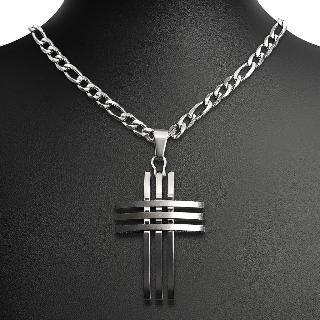 Stainless Steel Triple Cross Trinity Necklace