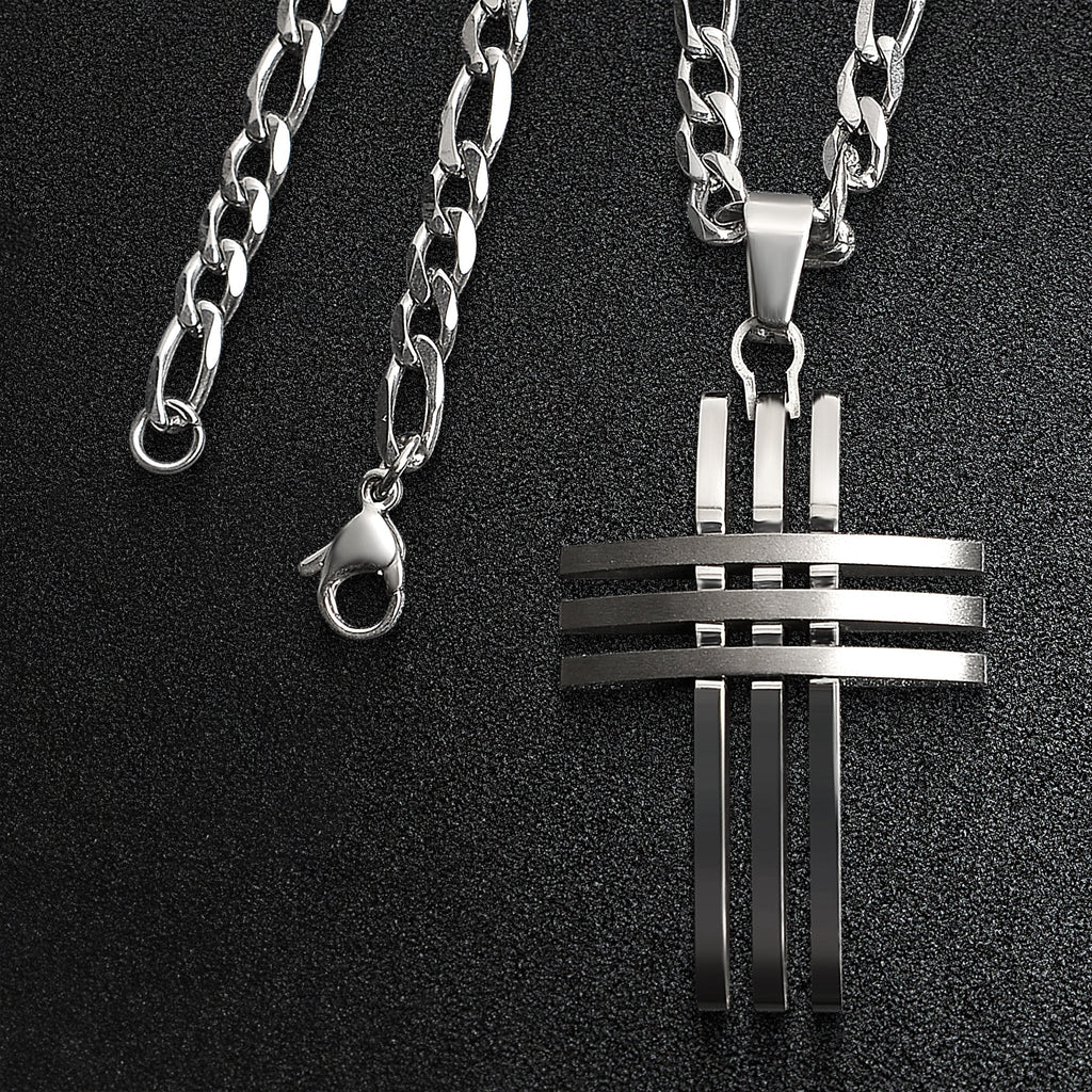 Stainless Steel Triple Cross Trinity Necklace