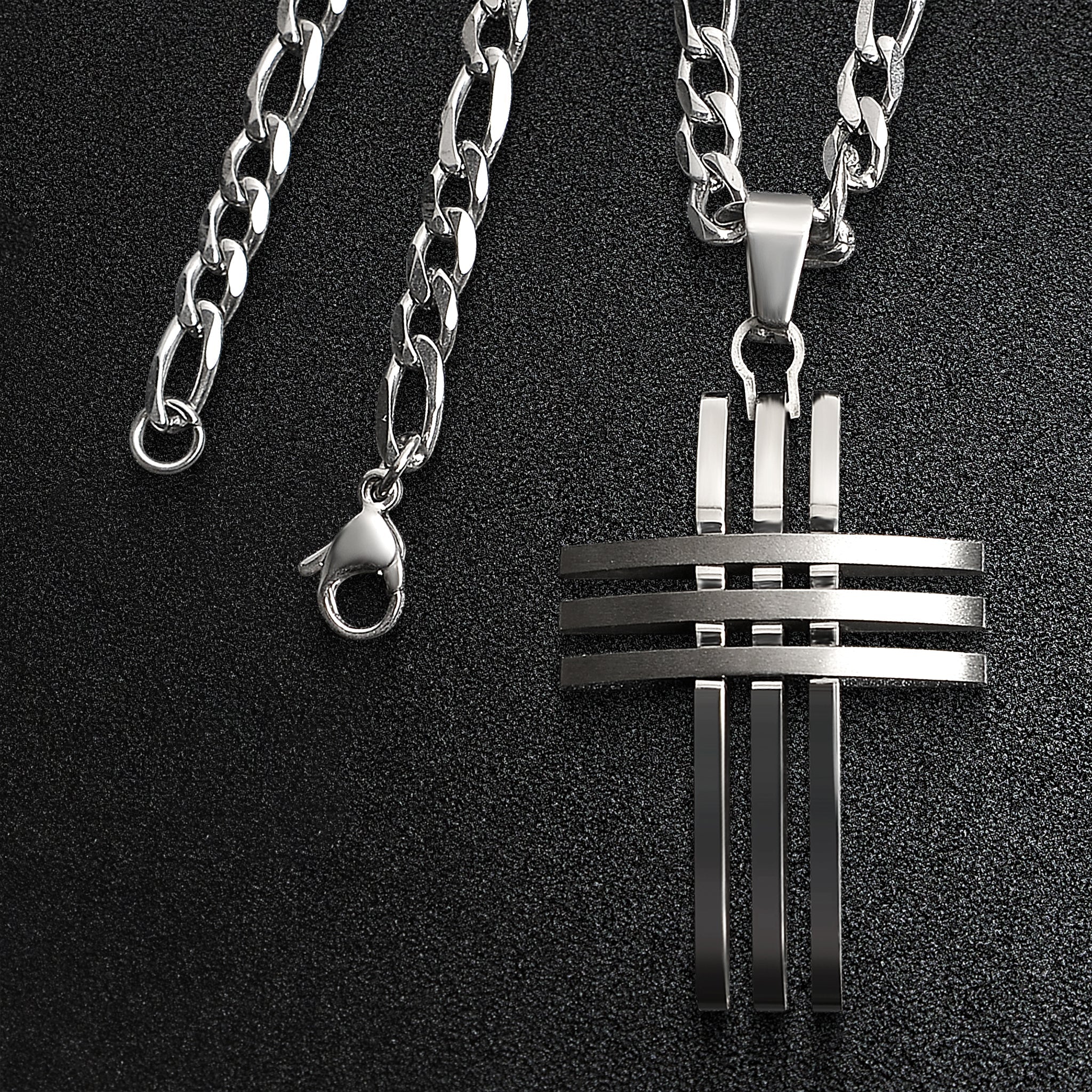 Stainless Steel Triple Cross Trinity Necklace