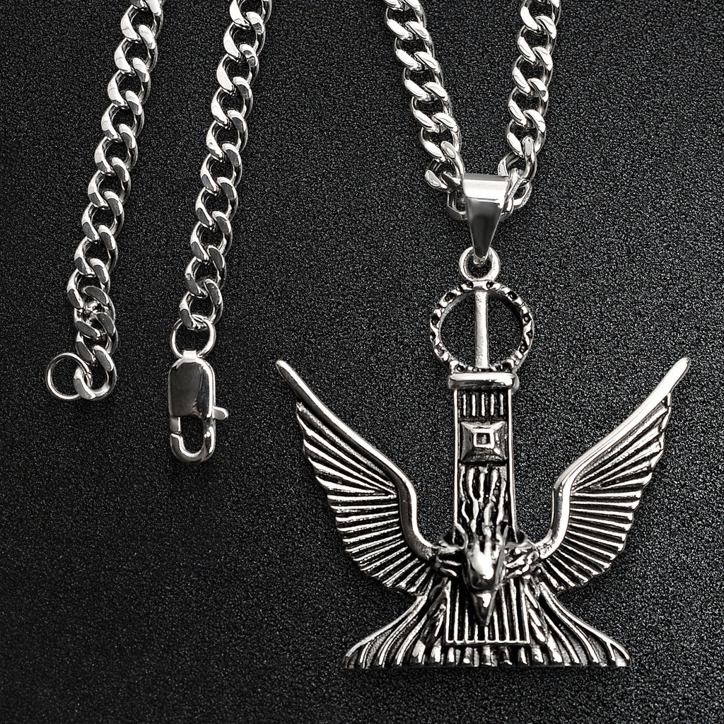 Stainless Steel Large Eagle Curb Chain Necklace