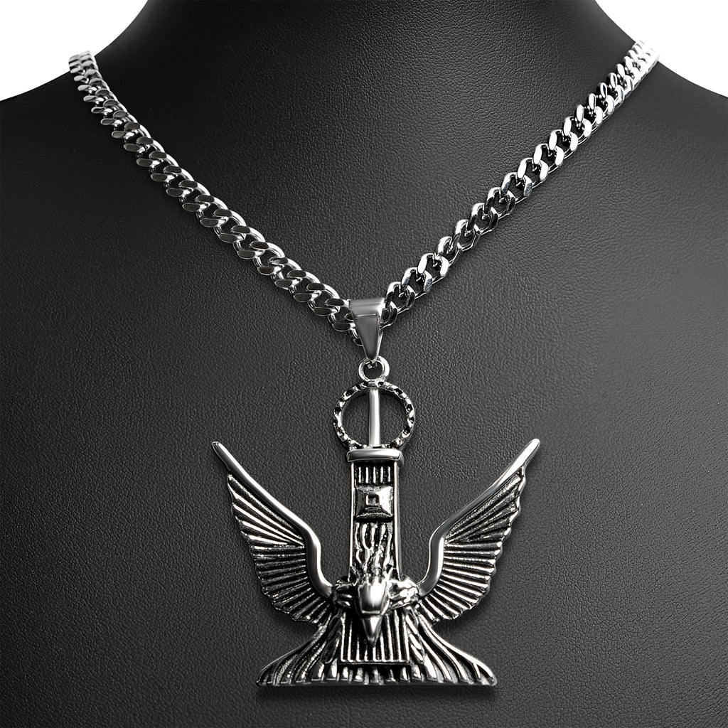 Stainless Steel Large Eagle Curb Chain Necklace