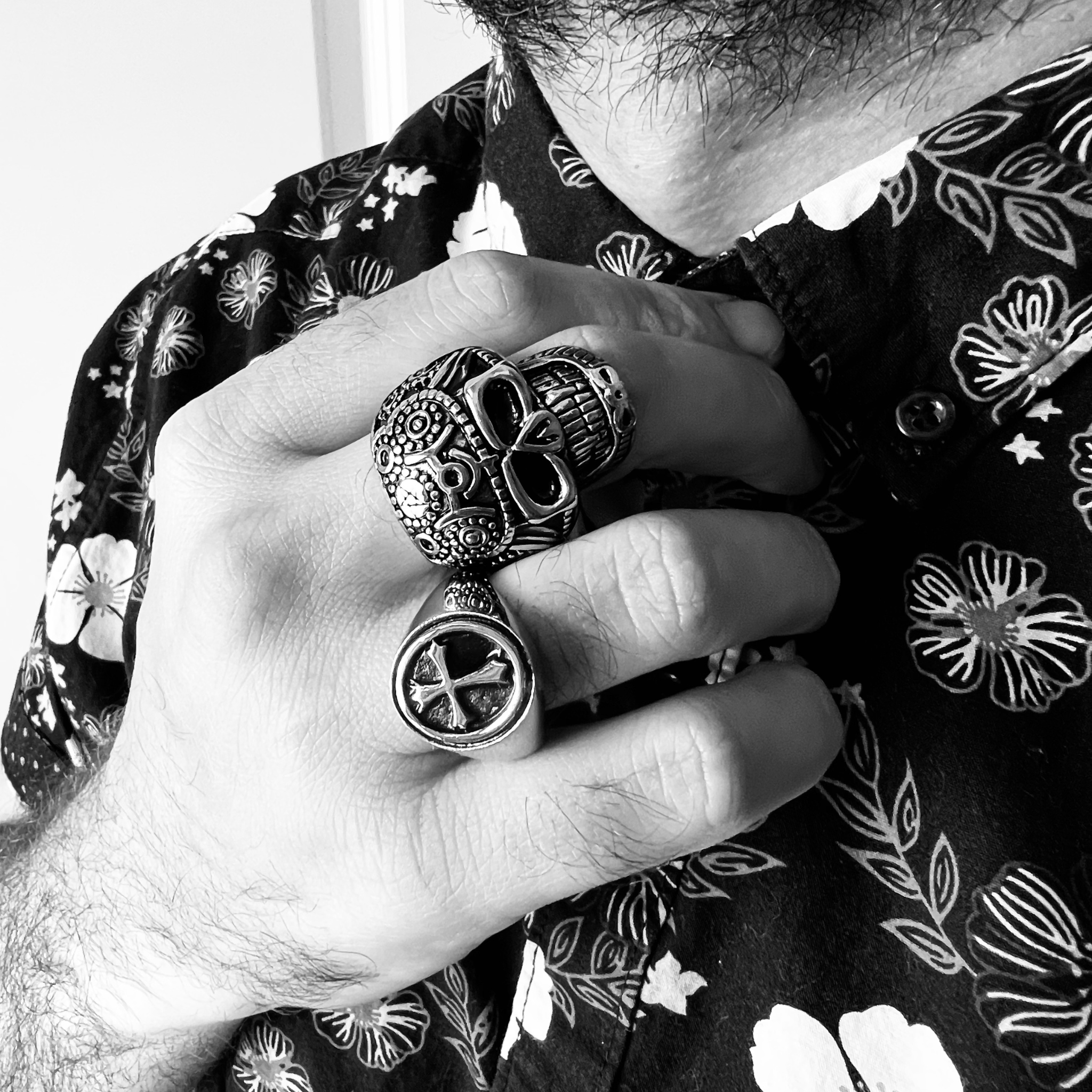 Stainless Steel Polished Cross Signet Ring