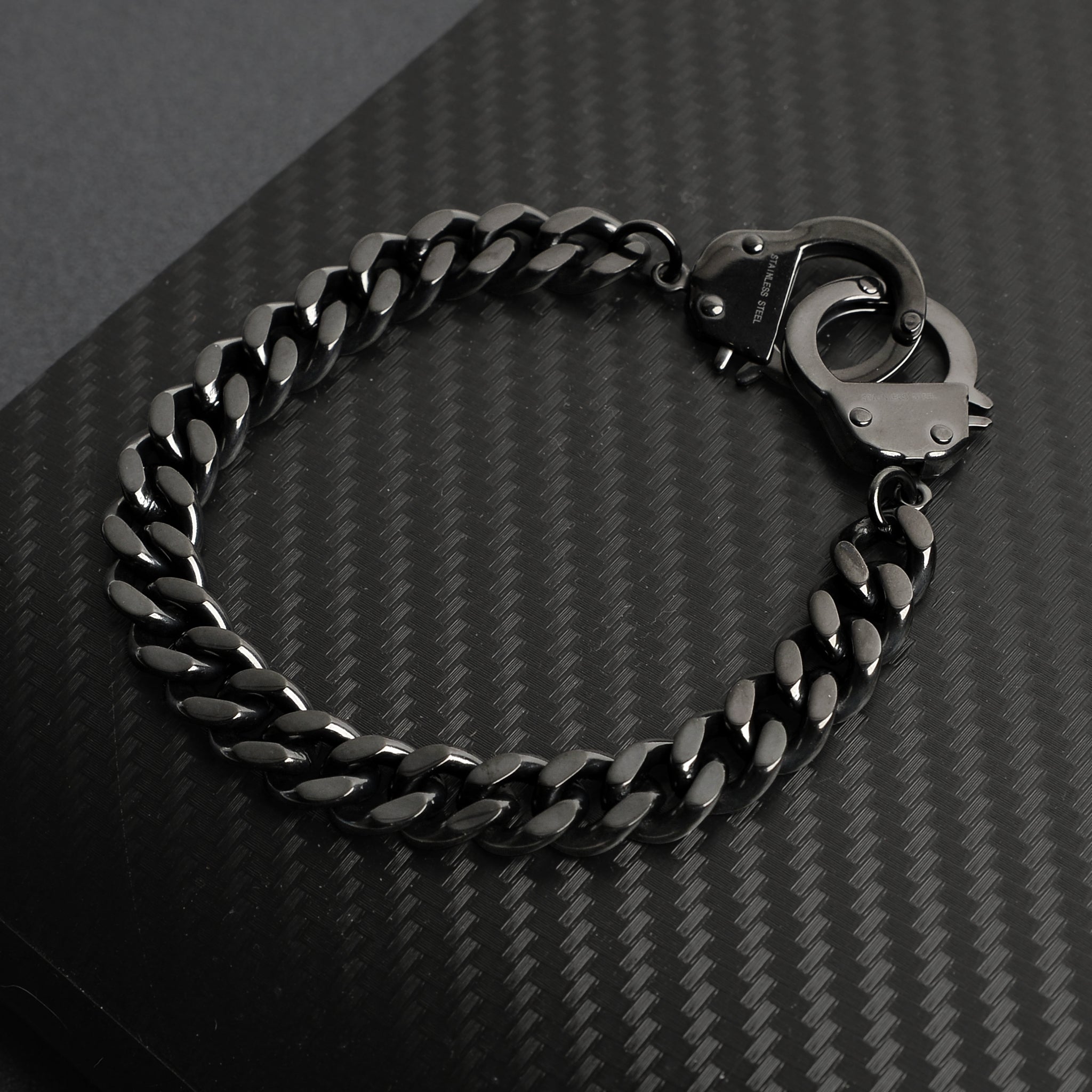 Stainless Steel Or Black Handcuff Bracelet