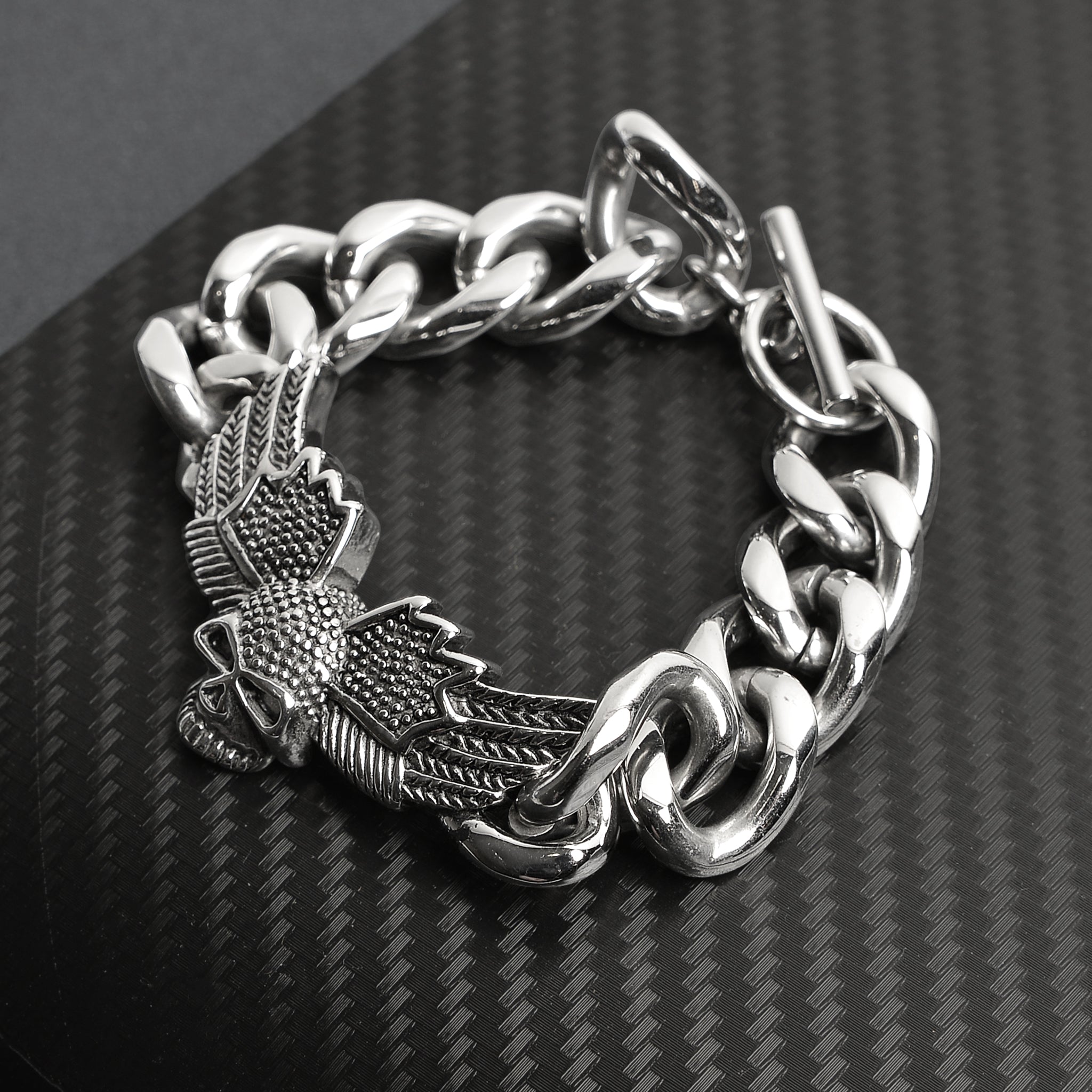 Stainless Steel Skull Wings Bracelet