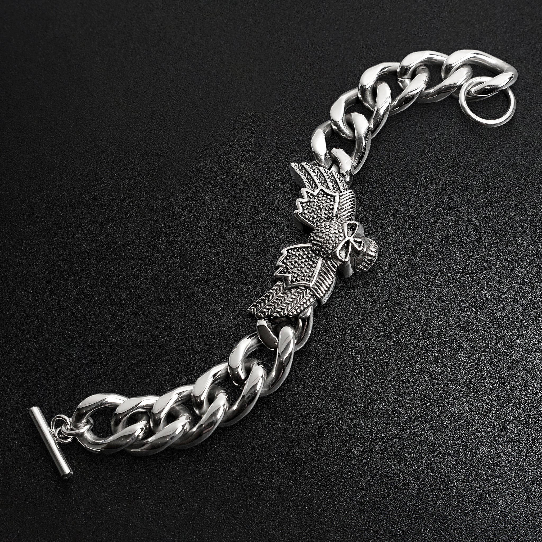 Stainless Steel Skull Wings Bracelet