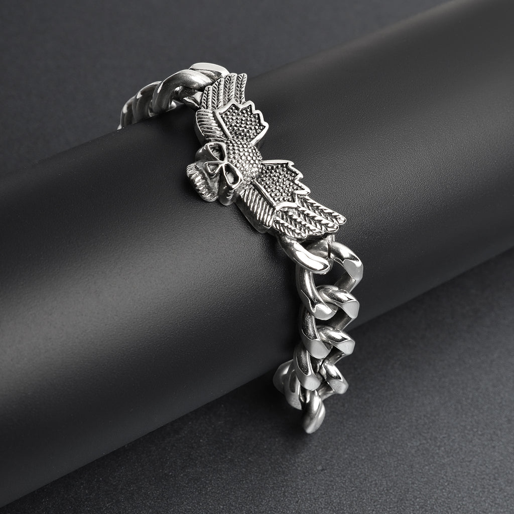 Stainless Steel Skull Wings Bracelet