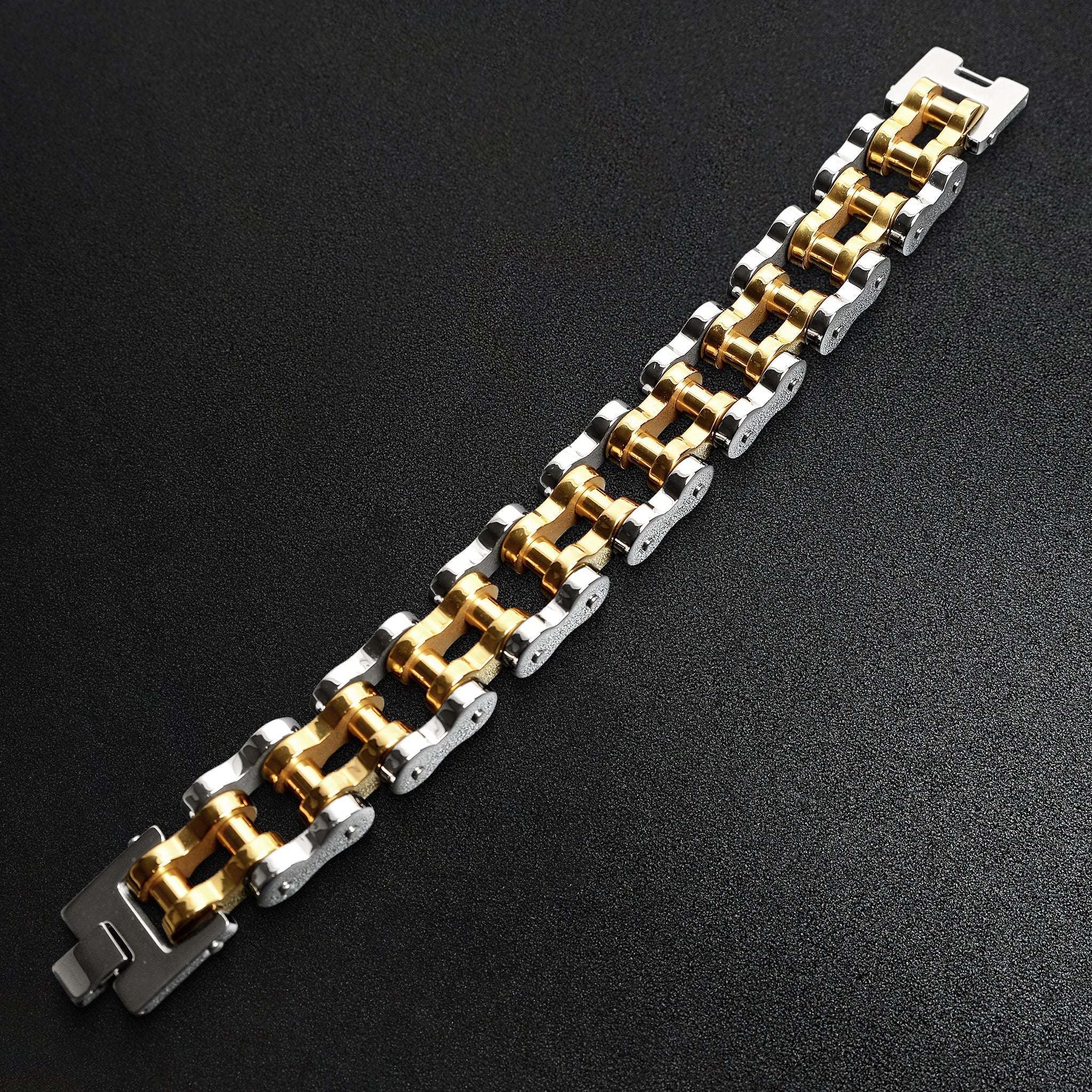 18K Gold PVD Coated Stainless Steel Bike Chain Bracelet