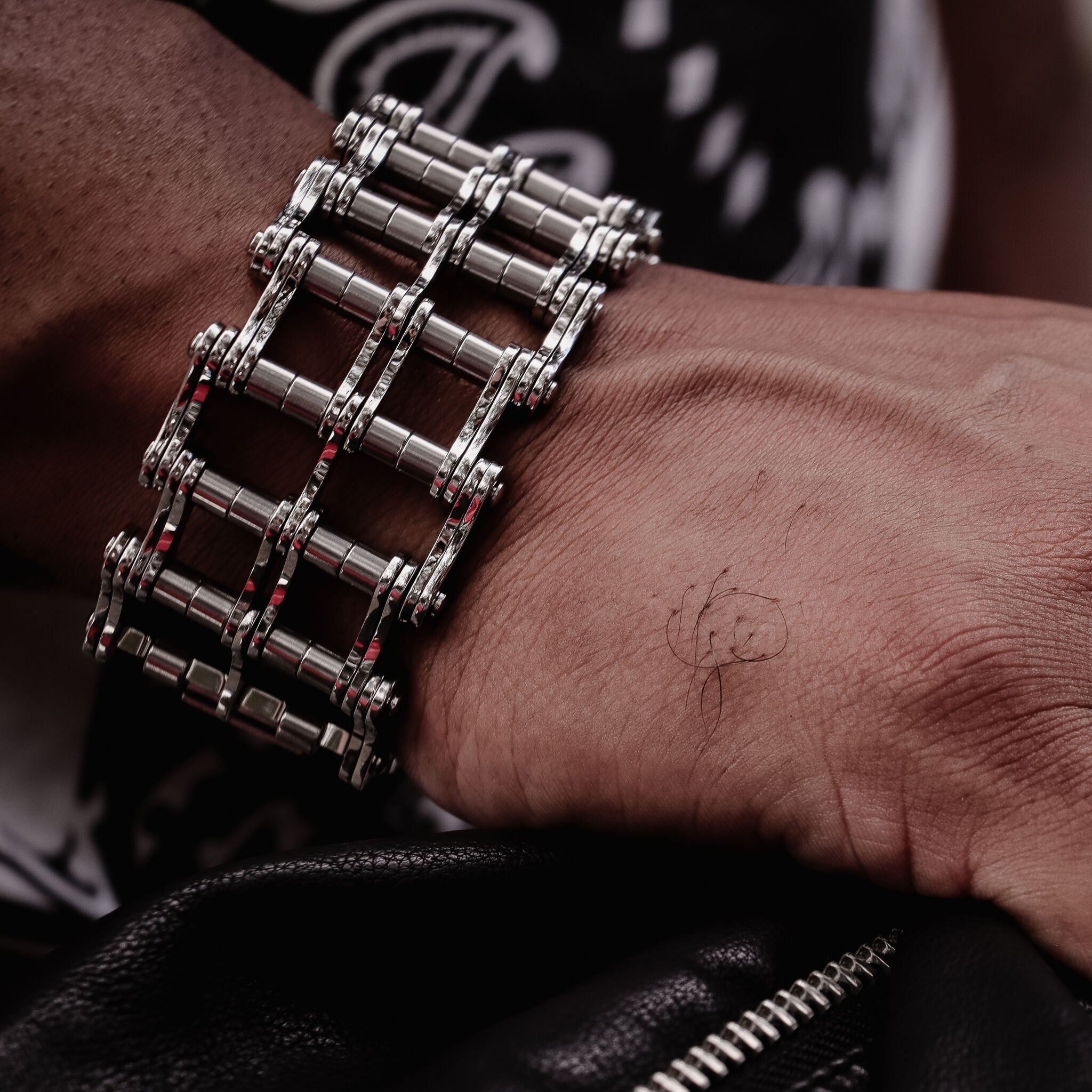 Stainless Steel Heavy Double Bike Chain Bracelet