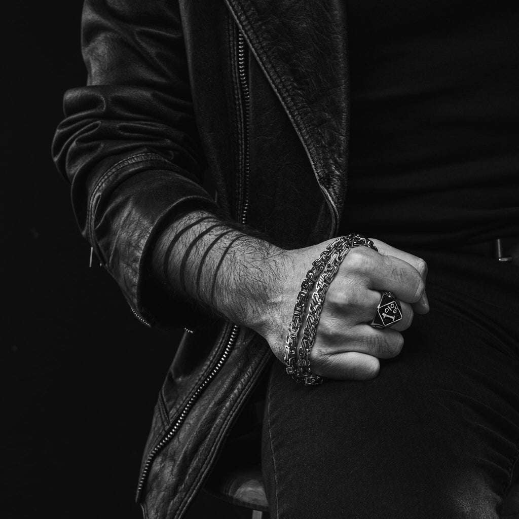 Black and Gold Stainless Steel Byzantine Chain Necklace