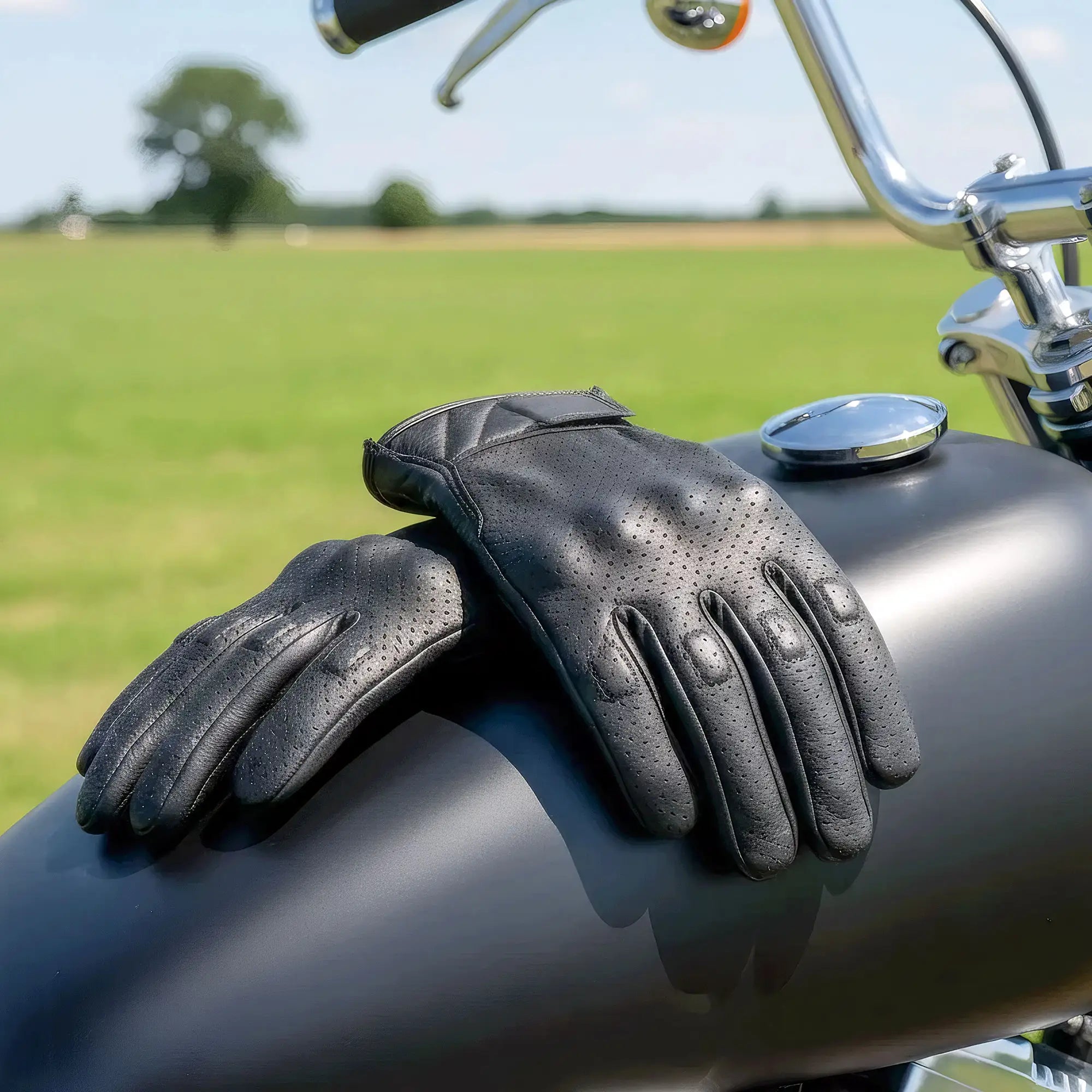 Hot Leathers GVM1023 Naked Leather Vented Knuckle Guard Gloves