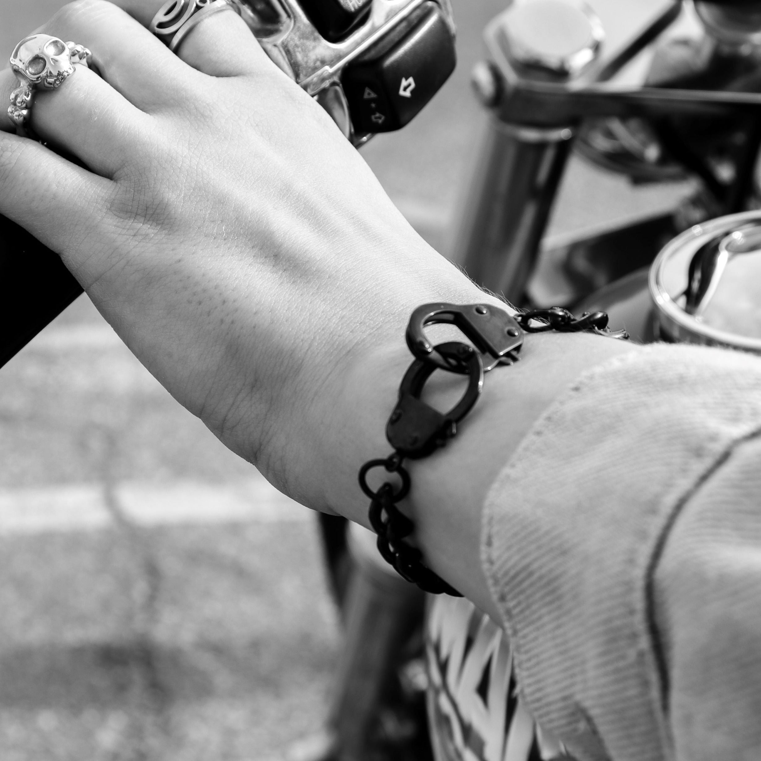 Stainless Steel Or Black Handcuff Bracelet