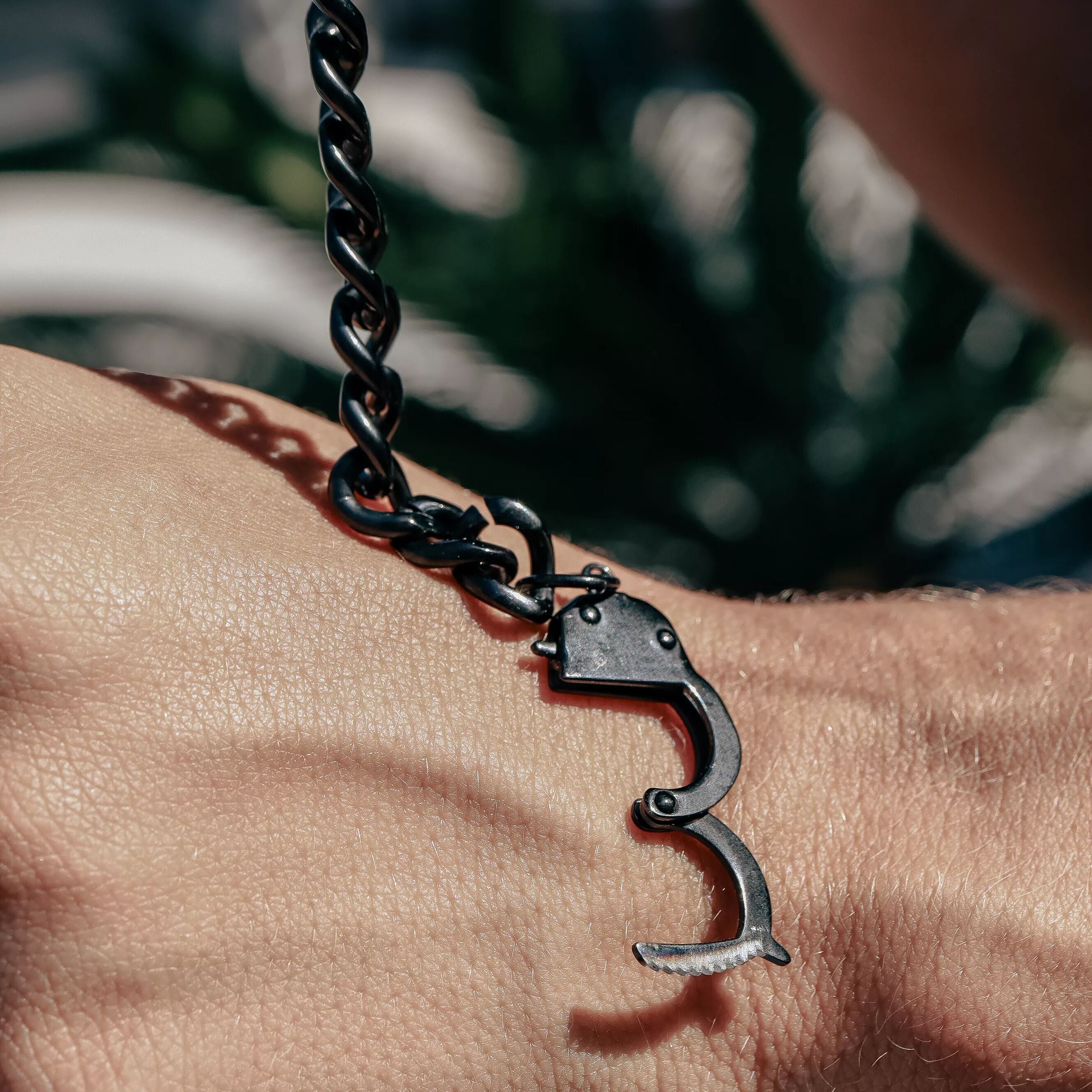Stainless Steel Or Black Handcuff Bracelet