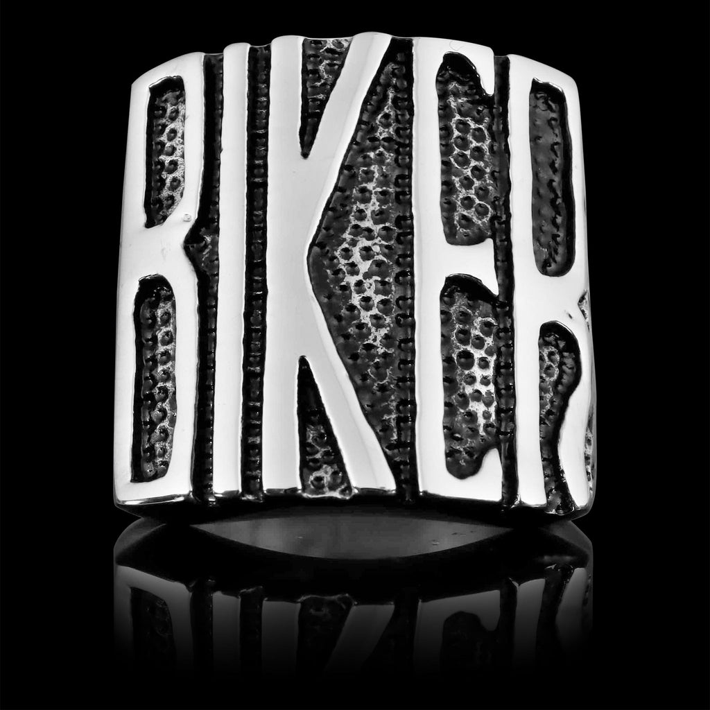 Stainless Steel Polished Men's "BIKER" Ring