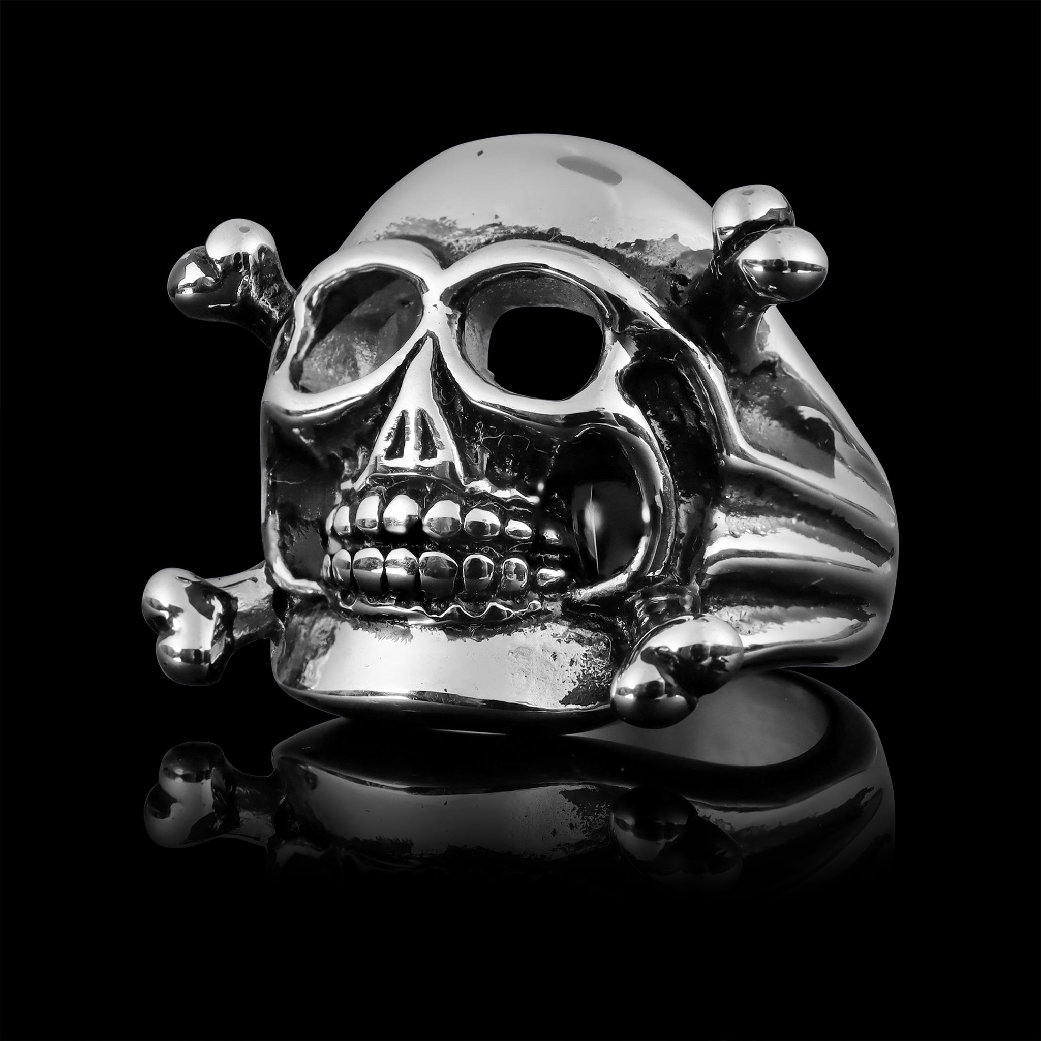 Stainless Steel Skull And Crossbones Ring