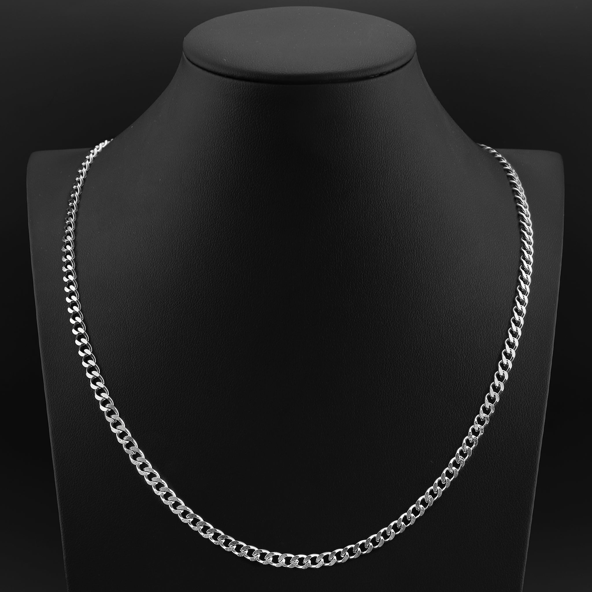 Stainless Steel Diamond Cut Curb Chain Necklace