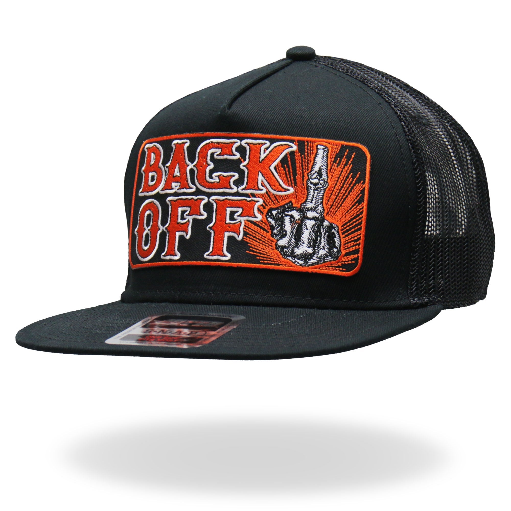 Hot Leathers GSH1020 Black Back Off Bone Finger Snap Back Hat