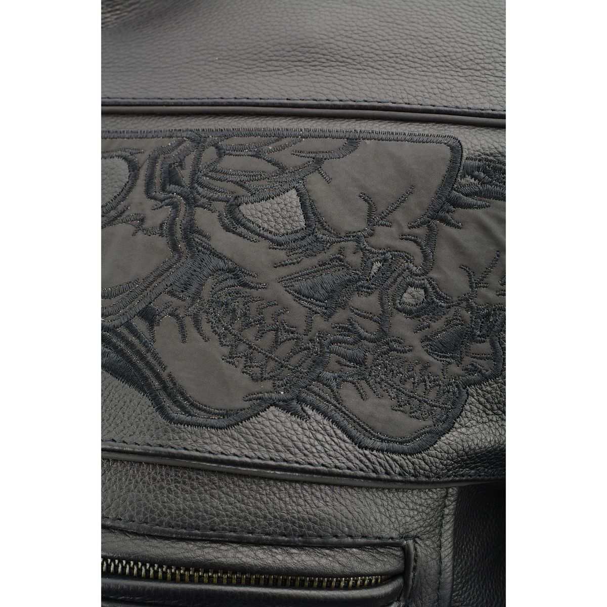 Milwaukee Leather MLM1501 Men's Reflective Skulls Premium Black Leather Motorcycle Jacket w/ Cool-Tec Treatement