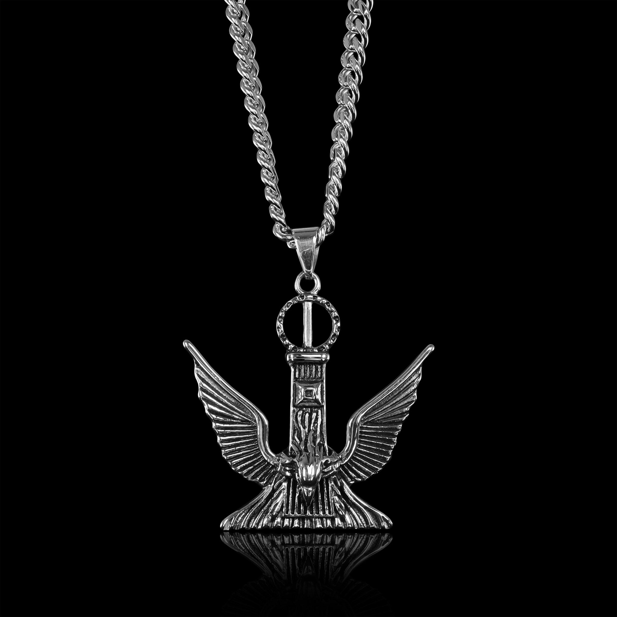 Stainless Steel Large Eagle Curb Chain Necklace
