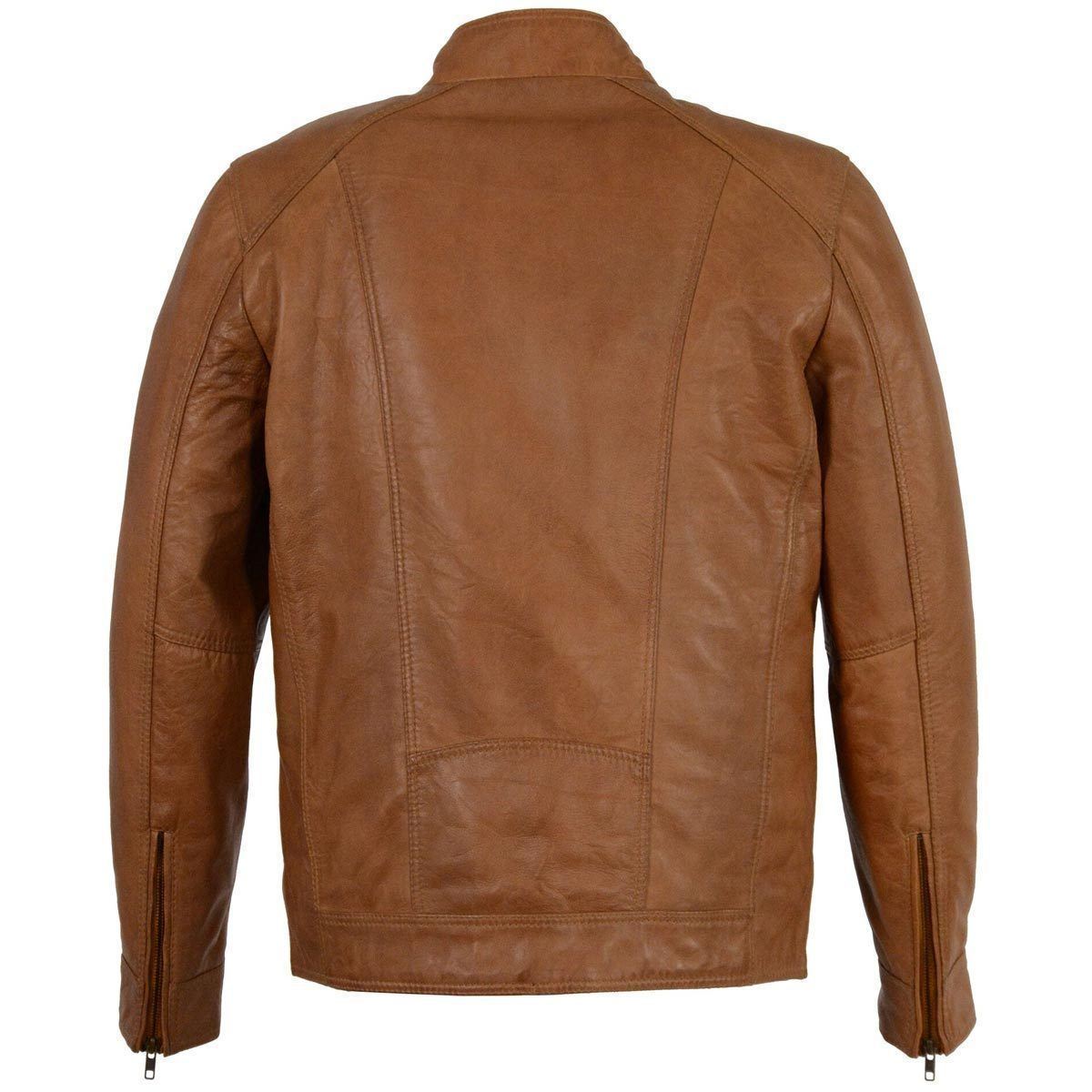 Milwaukee Leather Men's Saddle Color Lambskin Motorcycle Fashion Leather Jacket SFM1860