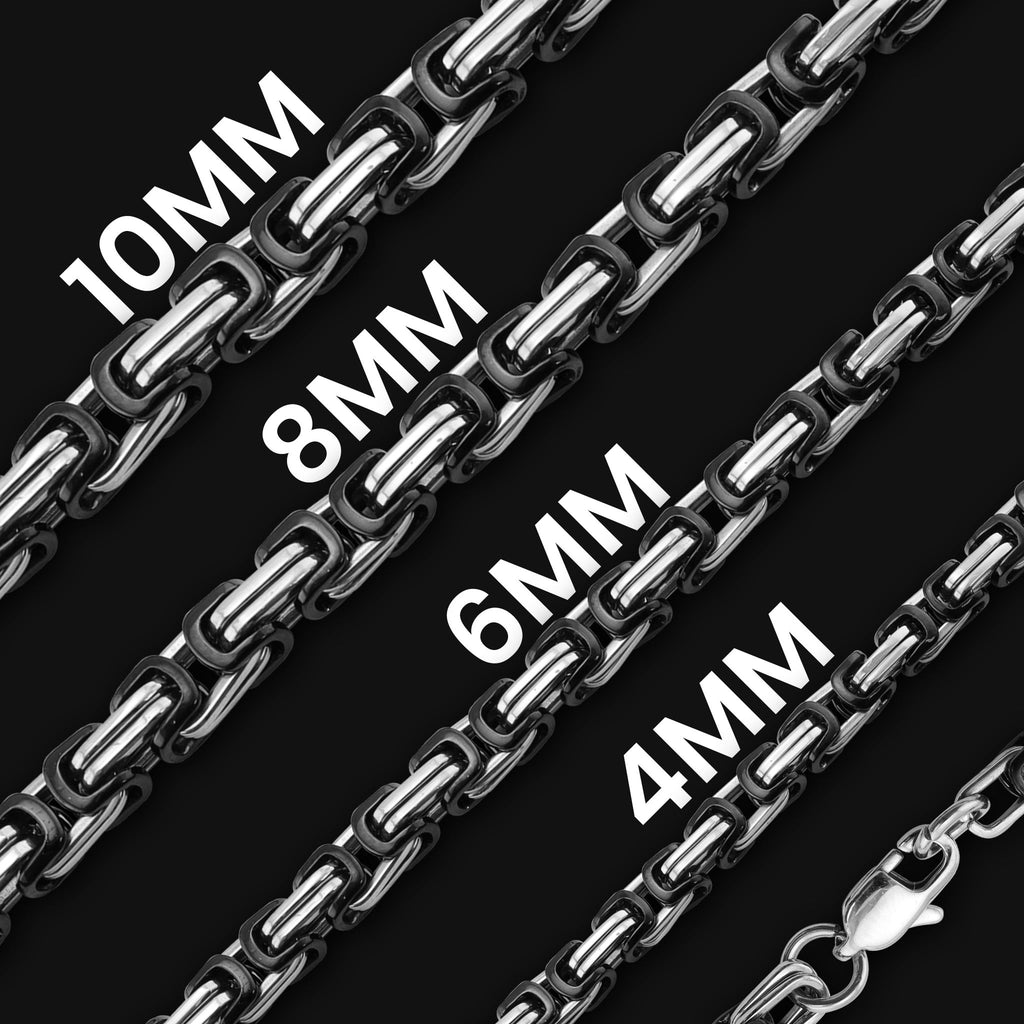 Stainless Steel And Black Byzantine Chain Necklace